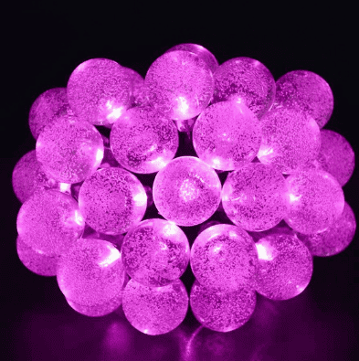 Lyskæde På Solceller Pink Led 30 Boble Bolde