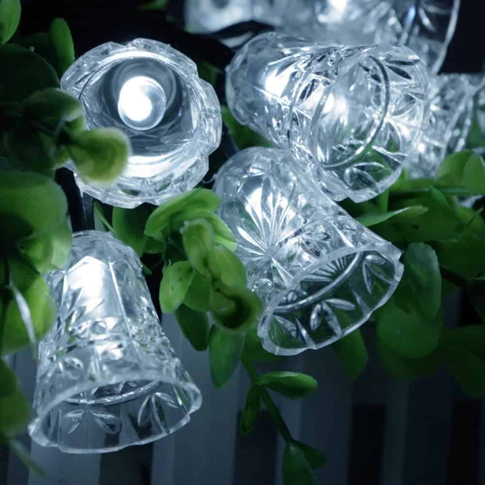 Udendørs Lyskæde Med Solceller 20 Hvide Juleklokker