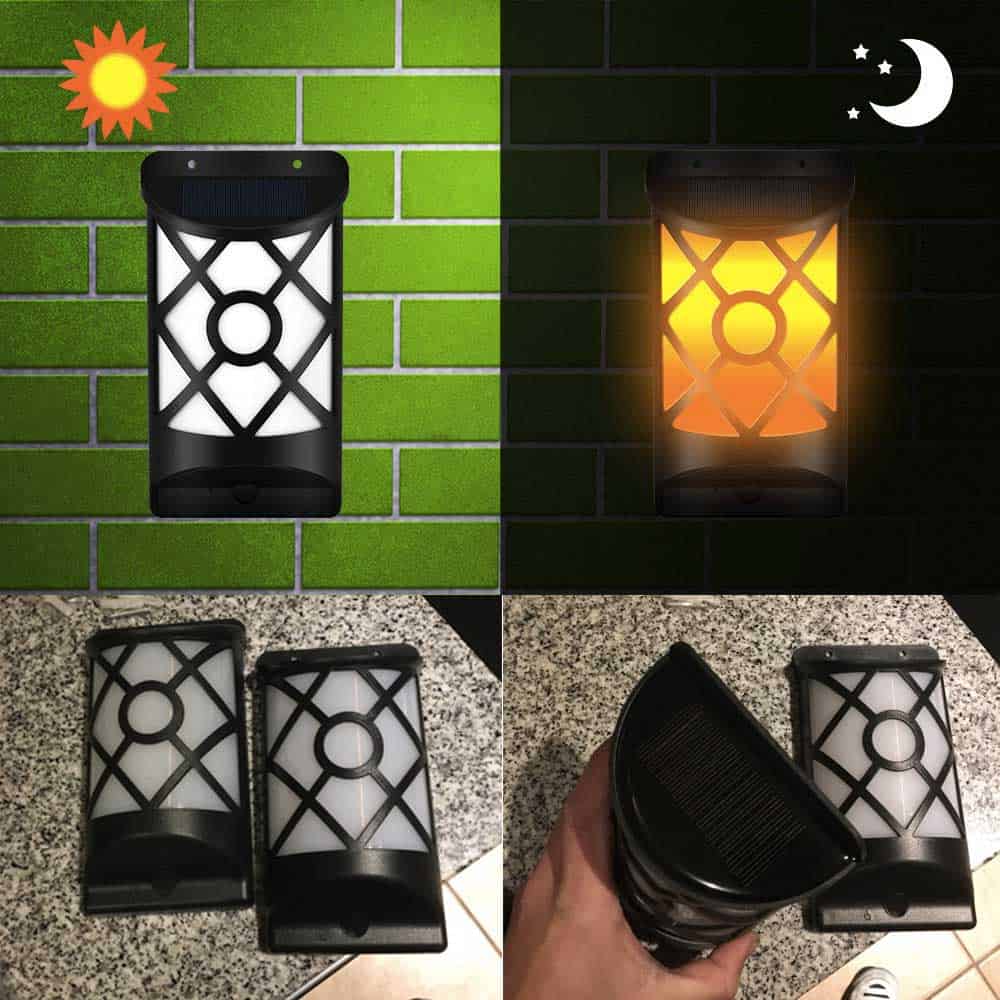 Solcelle Væglampe Dobbelt Flammende Lampe