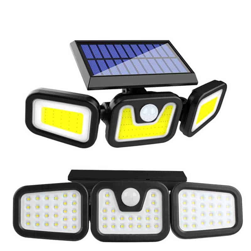 Solcellelamper Udendørs Med Sensor Have Tredobbelt Led Blok 360°