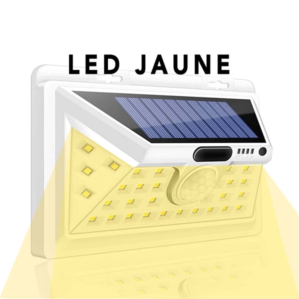 Solcelle Væglampe Udendørs Hvid Led Gul