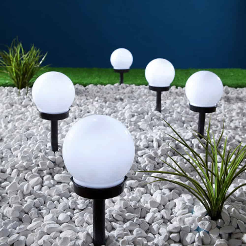 Kugle Solcellelampe Have "Hvid Bold" (4Stk)