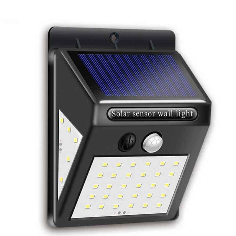 Solcelle Væglampe 144 Led Sort