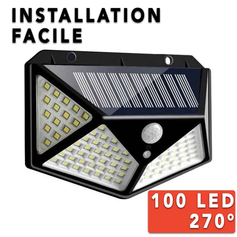Solcelle Væglampe 100 Led Sort (Pir)