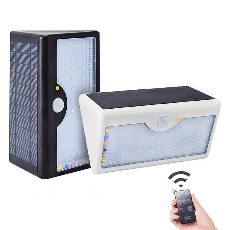 Solcelle Væglampe Hvid 60 Led (Fjernbetjening)