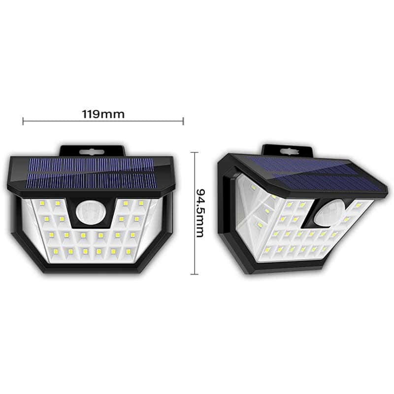 Solcelle Væglampe 28 Led Sort (Pir)