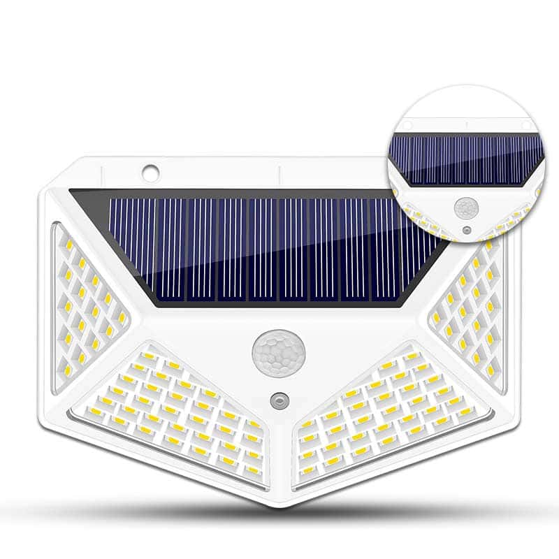 Solcelle Væglampe Hvid 100 Led