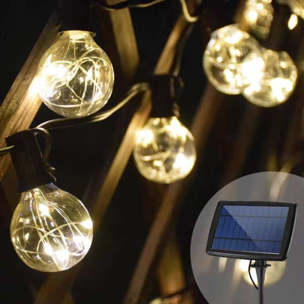 Solcelle Lyskæde Klar G40 Pære Med Ledning (Solar/Usb)