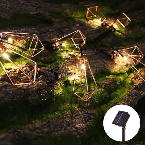 Lyskæde Med Solceller Have Kobber Rør 50 Led