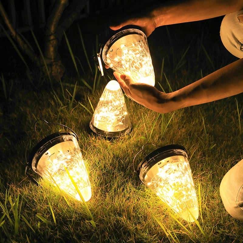 Solcellelampe Hængende "Gennemsigtig Led Kegle"