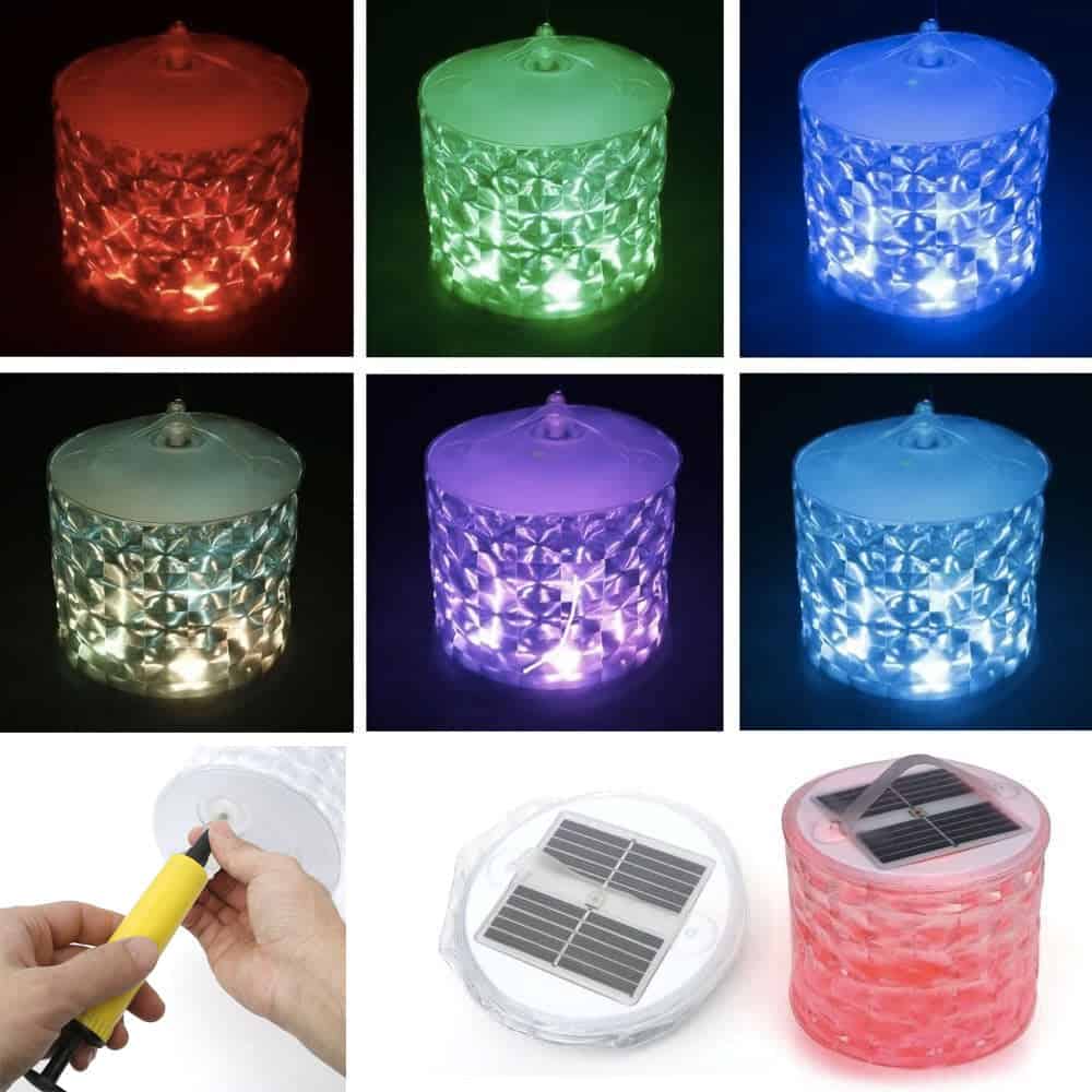 Solcellelampe Oppustelig Camping Med Multifarvet Opaque