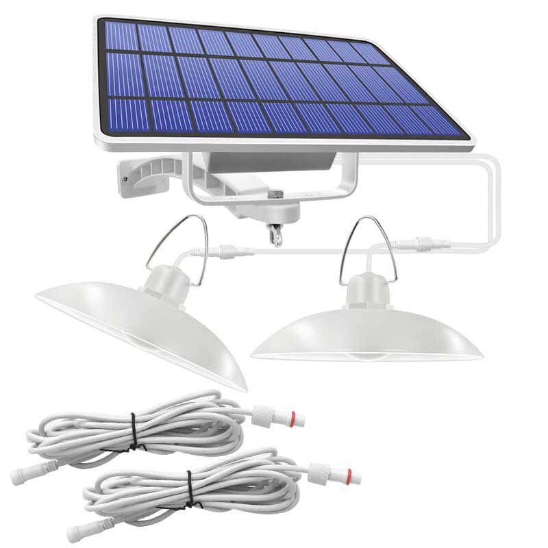 Solcellelamper Med Sensor Have "Dobbelt Hvid Lysekrone"