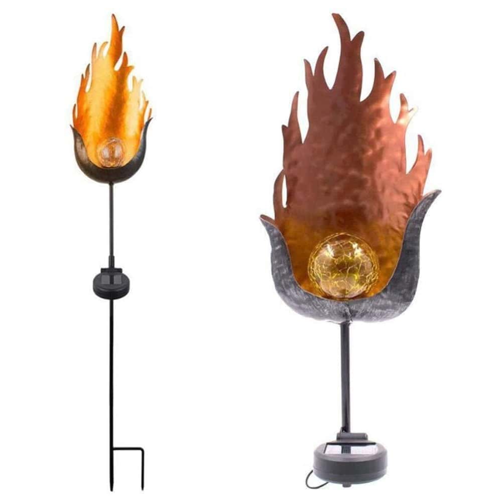 Solcellelamper På Spyd Have "Olympisk Flamme"