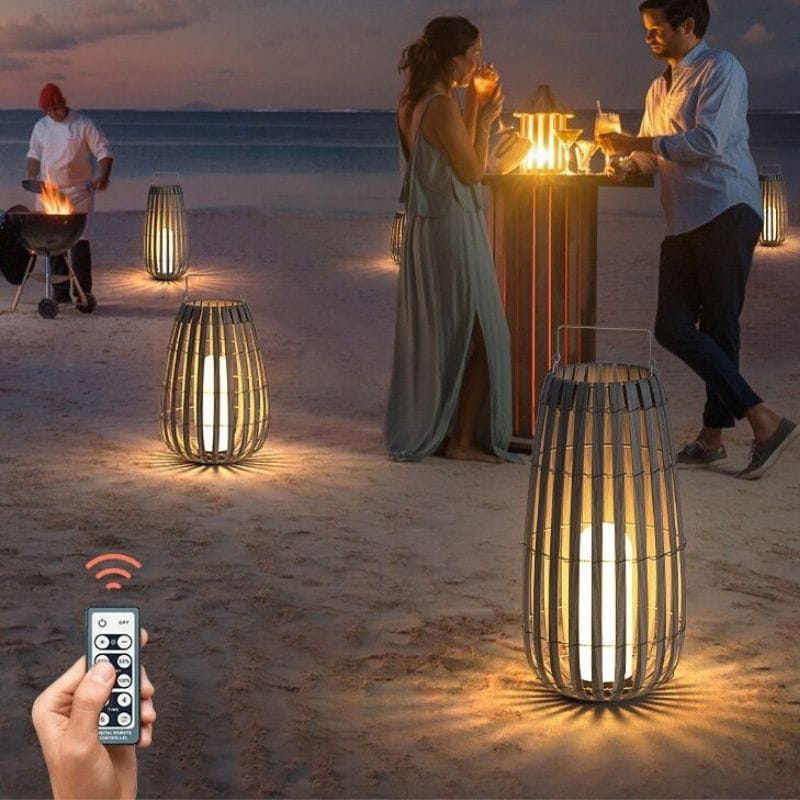 Solar Solcellelamper Design Luksus Banboo Lanterne