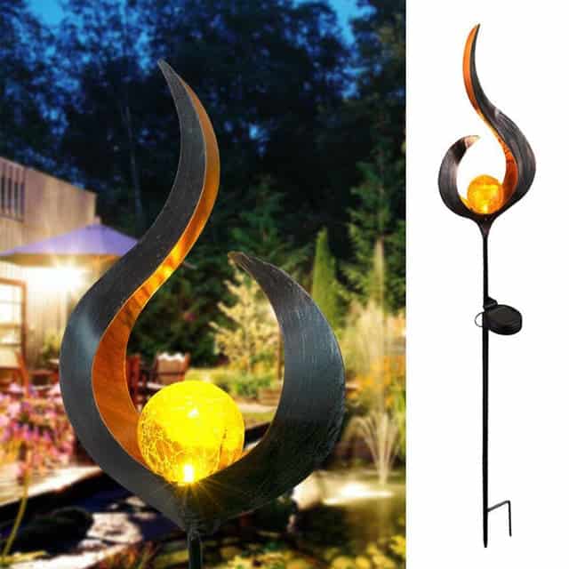 Solcellelamper På Spyd Have "Flammende Bold"