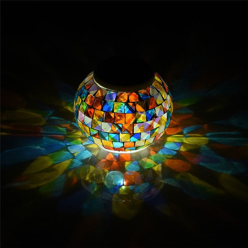 Kugle Solcellelampe Regnbueglas Have