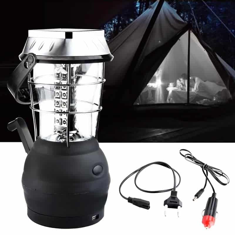 Solcellelampe Sort Sølv Camping