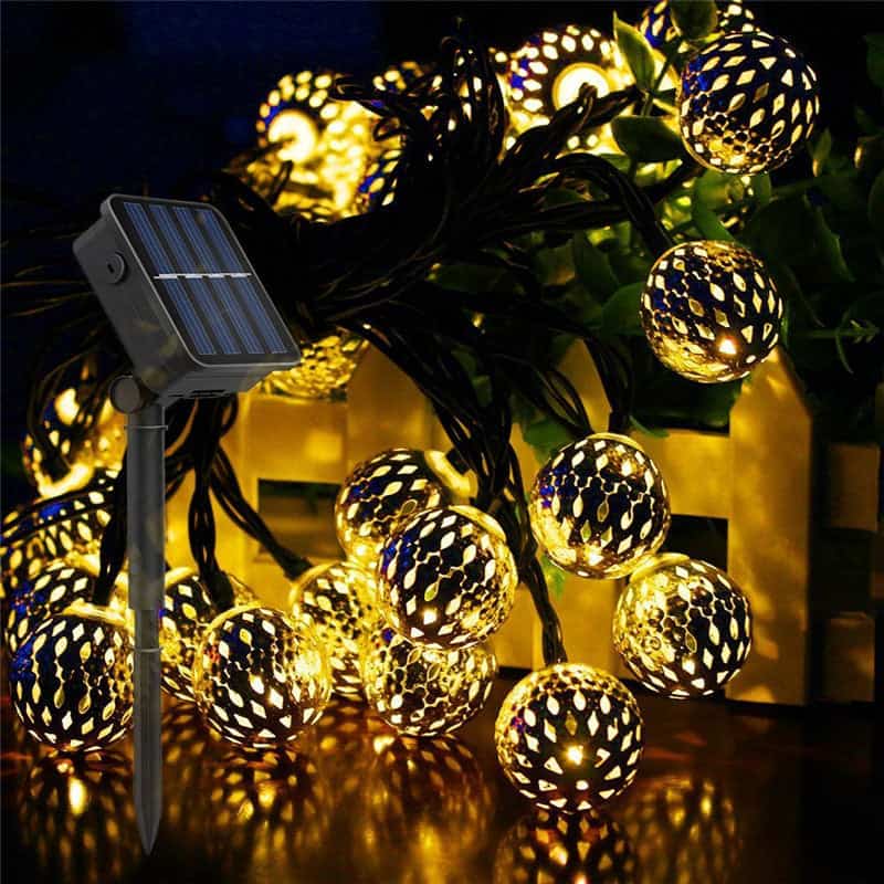 Lyskæde Med Solceller Sølv Marokkansk (20 Led)