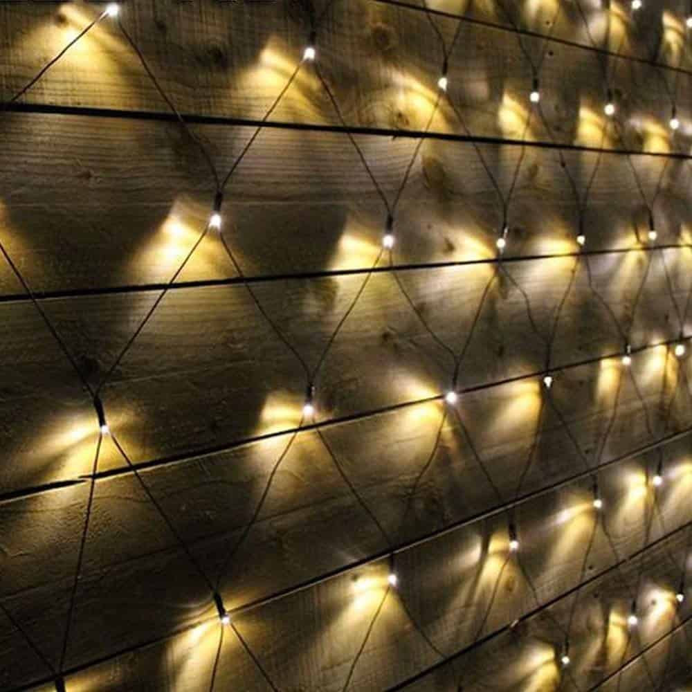 Lyskæde Med Solceller Gul Netlys 100 Led