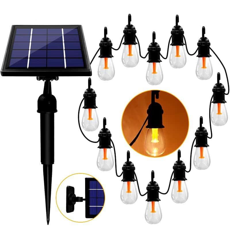 Lyskæde Med Solceller Have 12 Led Pære (48Ft=+10M)