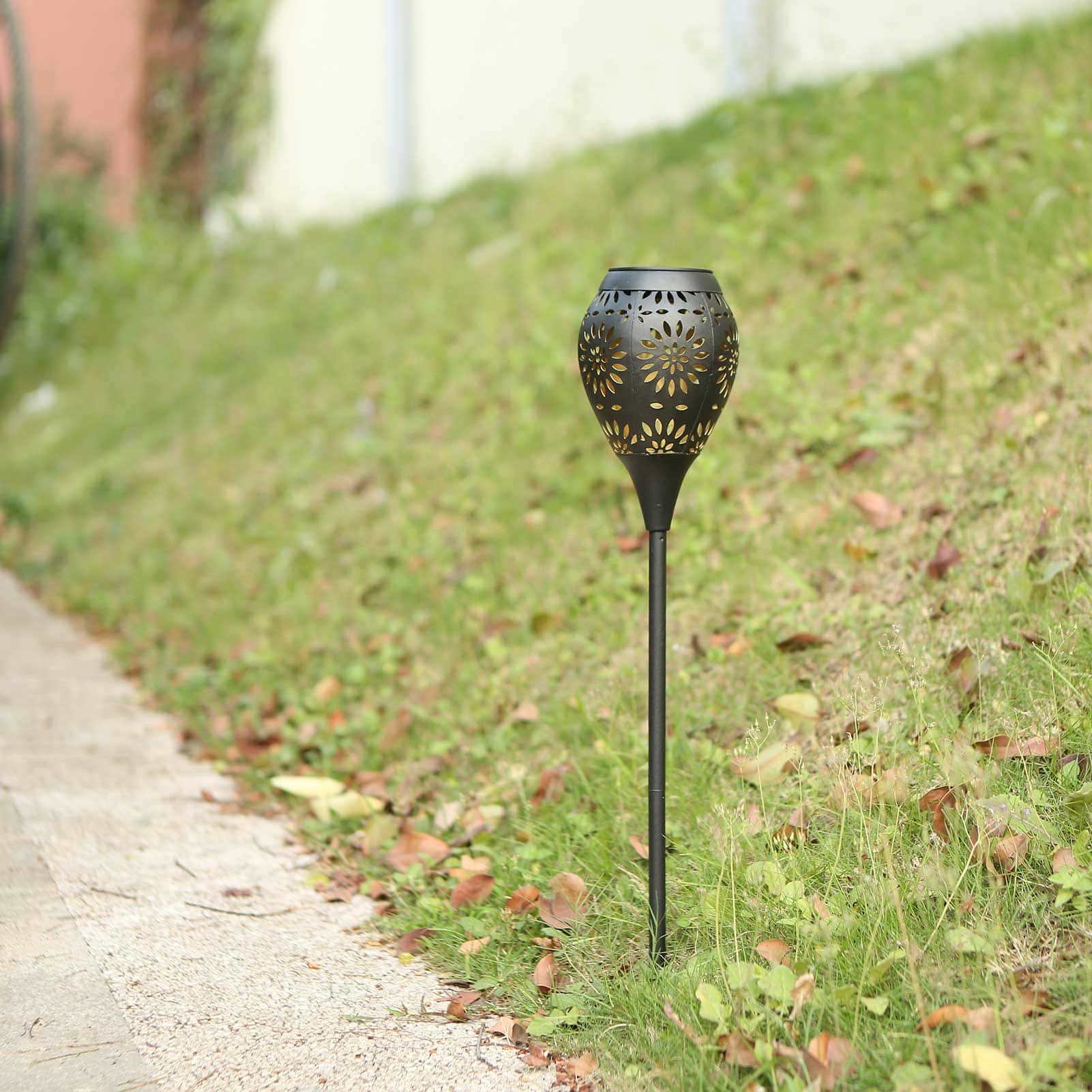 Solcellelamper Udendørs Pæl "Vintage Sort Metal Lanterne"