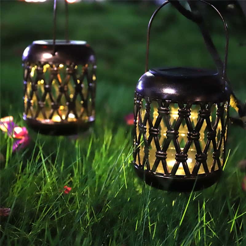 Lanterne Med Solceller Metal "Retro Kobber Natlys" (2Stk)