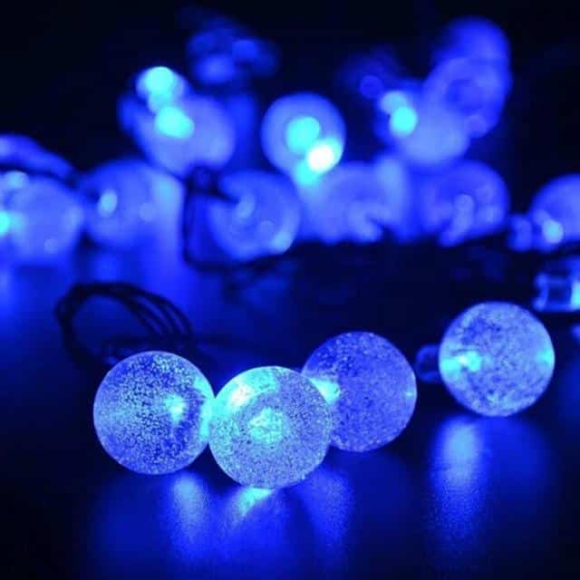 Solcelle Lyskæde Blå Led 30 Boble Bolde