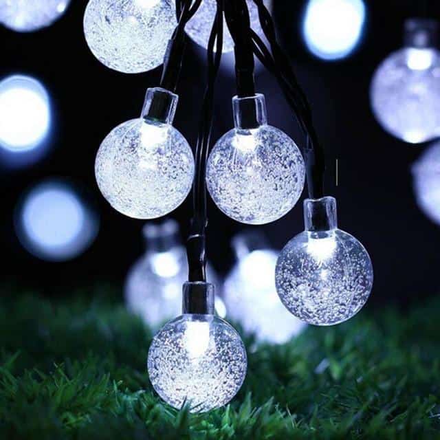 Led Lyskæde Med Solcelle Hvid Led 30 Boble Bolde
